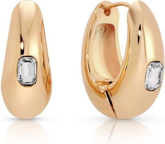 Ettika Deco Cubic Zirconia Hoop Earrings in Gold at Nordstrom