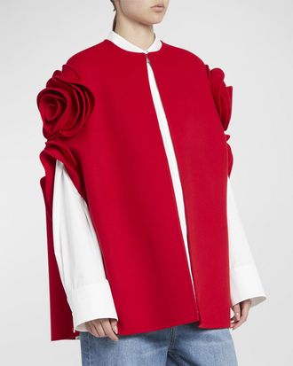 Valentino Garavani Rosette Wool-Cashmere Cape