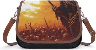 Generic Grim Reaper Skeletons Sunset Womens Crossbody Bag Fashion Shoulder Handbags Message Tote Bag with Adjustable Strap