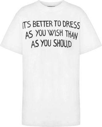 Moschino T-shirt met Lettering Print - Dames - T-shirts - Wit - XS - Katoen - Tops