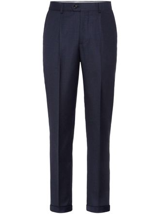 Brunello Cucinelli tapered-leg wool trousers - Blue