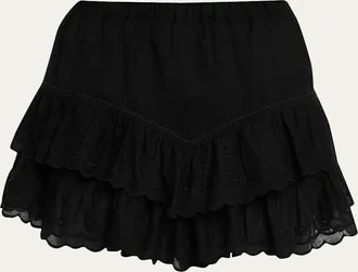 Isabel Marant Jocadia Embroidered Tiered Mini Skirt