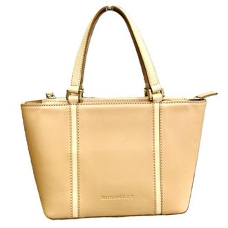 Burberry Beige Leather Handbag Tote Bag (Pre-Owned)