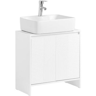 SoBuy Mueble para Debajo del Lavabo Fregadero Armario de Baño de Suelo con 2 Puertas Blanco 60 x 30 x 61 cm BZR157-W SoBuy ES