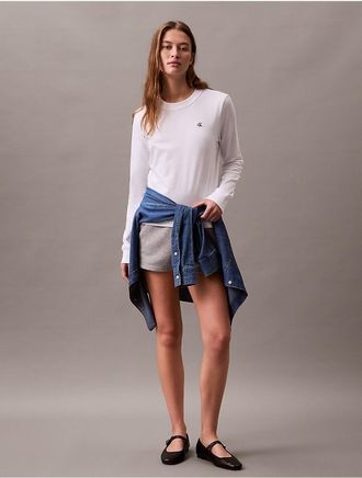 Calvin Klein Womens Archive Logo Long Sleeve T-Shirt - White - L