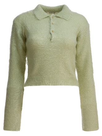 Auralee Mohair And Wool Polo Sweater