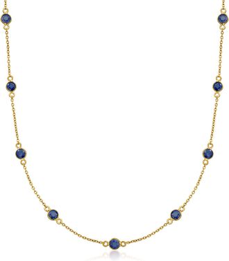 Ross-Simons Sapphire Station Necklace in 18kt Gold Over Sterling