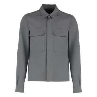 Rick Owens Light Jackets, male, Gray, Size: XL Technical Fabric Overshirt