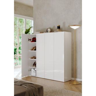 Dmora Zapatero Cono, Mueble Para Zapatos 8 Estantes, 30 Pares, 10 Compartimentos, 126x35x116h Cm Blanco Brillante