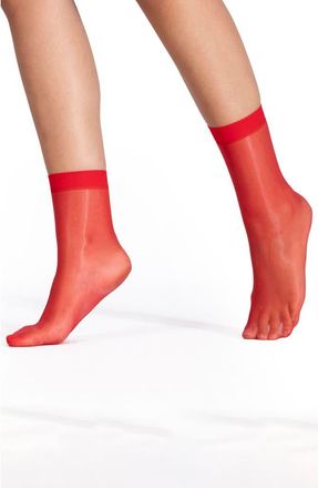 Lechery 2-Pack Lustrous Silky Sheer Crew Socks in Red at Nordstrom