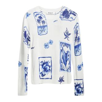 Desigual Dames, Truien, Blauw, Maat: 2XL