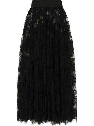 Dolce & Gabbana sheer lace midi skirt - women - Cotton/Nylon - 42 - Black