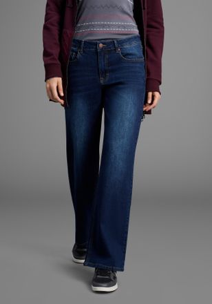 Kangaroos Weite Jeans KANGAROOS, Damen, Gr. 32, N-Gr, dunkelblau us, Denim/Jeans, Obermaterial: 98% Baumwolle, 2% Elasthan, weit lang, Jeans Weite Jeans