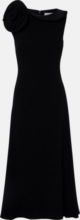Roland Mouret Floral-applique crepe midi dress