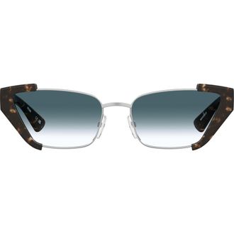 Moschino 56mm Cat Eye Sunglasses in Havana Silver/Dk Blue Sf at Nordstrom