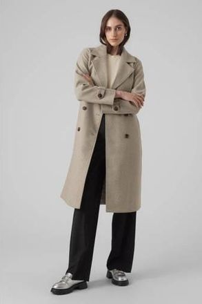 Vero Moda gemêleerde trenchcoat jas VMFORTUNEVEGA van polyester beige