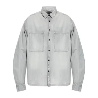 AllSaints Denim Shirts, male, Gray, Size: 2XL Al Oversized Denim Shirt