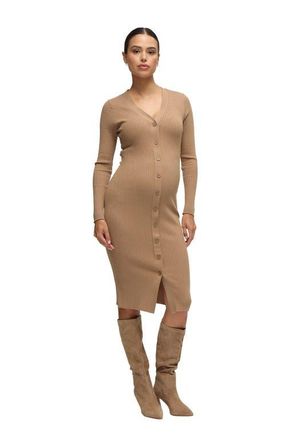 Ingrid & Isabel Maternity Button Front Sweater Dress in Taupe at Nordstrom, Size X-Small