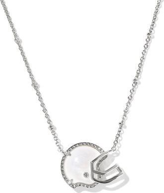 Kendra Scott Womens Football Helmet Short Pendant Necklace In Silver Ivory