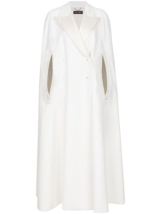 Dolce & Gabbana double-breasted cape-design maxi coat - women - Spandex/Elastane/Nylon/Virgin Wool/Polyester/Silk - 38 - White