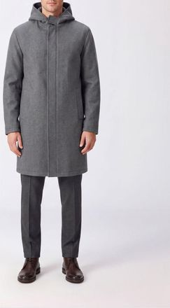 Lardini Single-Breasted Wool Coat with Hood and Concealed Fastening