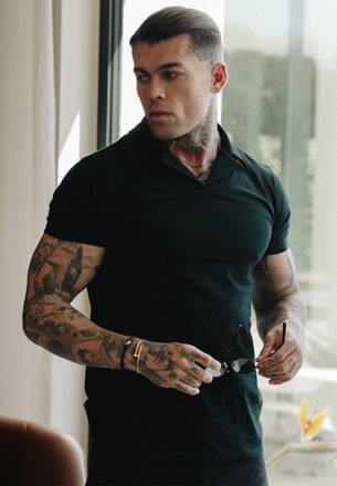 Siksilk Mens Black Revere Polo XXL