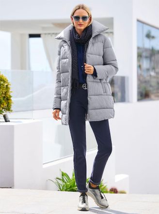 Heine Steppmantel HEINE, Damen, Gr. 34, grau (steingrau), 100% Polyamid, Wattierung:100% Polyester, unifarben, unifarben mit Farbeinsatz, unifarben mit Farb