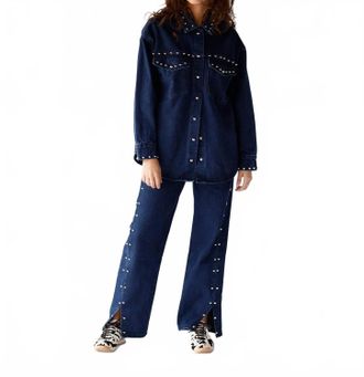 Moon River Studded + Stunning Denim Pants In Blue