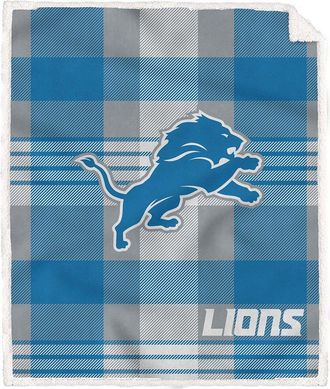 Pegasus Sports Detroit Lions Nfl Team Classic Plaid Sherpa Blanket