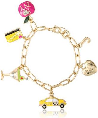 Juicy Couture City Icons Charm Bracelet, Gold-Tone Enamel Charms in Gold Tone at Nordstrom, Size 7.5
