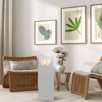 Dmora Dmora - Chimenea De Bioetanol Airasca, Chimenea Ecol&oacute;gica, Hogar Sin Humo, Calefactor De Etanol, Made In Italy, 40x40 H115 Cm, Blanco