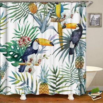 OEM Cortina De Ducha bosque De Tucanes, 180 X 200 Cm, Cortina De Ba&ntilde;o, Impermeable, Lavable, Tejido De Poli&eacute;ster, Estampado 3d De Plantas - Crezuo