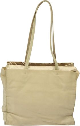 Prada Shopping Beige Synthetic Tote Bag (Pre-Owned)