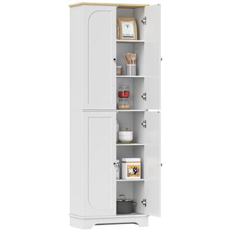 OEM Alacena De Cocina Mueble Auxiliar De Cocina Con 4 Puertas Y Estantes Ajustables Para Comedor Sal&oacute;n 60x30x183 Cm Blanco