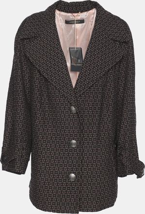 Marina Rinaldi Black/pink Patterned Jacquard Knit Single Breasted Blazer