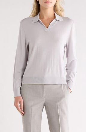 Theory Regal Merino Wool Polo Sweater in Fog at Nordstrom Rack, Size Medium