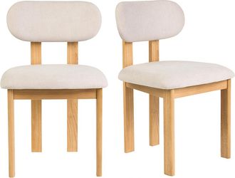 Miliboo Sillas De Tela Efecto Terciopelo Texturizado Beige Y Madera Clara De Fresno (lote De 2) Normi
