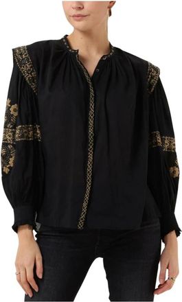 Antik Batik Zwarte Alan Blouse Damesmode - Dames - Blouses - Zwart - M - Overhemden