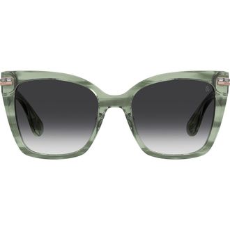 Stuart Weitzman 55mm Square Sunglasses in Green Havana/Dark Grey at Nordstrom