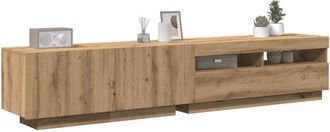 vidaXL Vidaxl - Mueble De Tv Luces Led Madera Roble Artisan 200x35x40 Cm