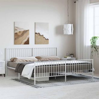 Berkfield Home Metal Bed Frame with Headboard & Footboard White 193x203 cm