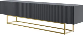 Selsey Selsey Veldio - Mueble Para Tv, Negro Con Patas De Metal Dorado, 175 Cm