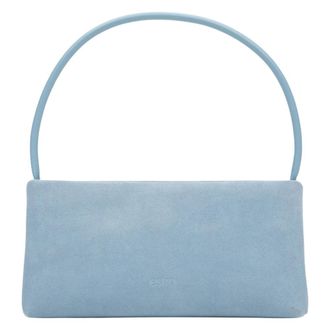 Estro & Luminara Handbags, female, Blue, Size: ONE SIZE Genuine Velour Shoulder Bag