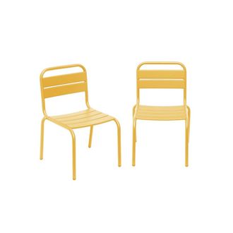 Sweeek Juego de 2 sillas de metal para ni&ntilde;os, amarillo