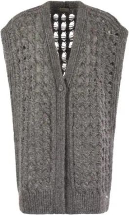 Herno Lange Mouwloze Cardigan - Heren - Bodywarmers - Grijs - M - Wol - Jassen