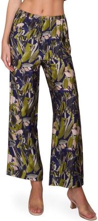 Melloday Floral Print Ankle Pants in Navy Multi at Nordstrom, Size X-Small