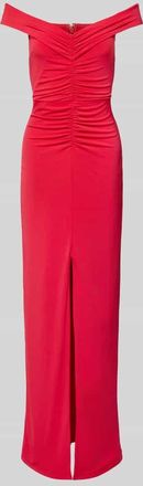 Lipsy Abendkleid mit Raffungen und Gehschlitz in Rot, Gr&ouml;&szlig;e 32