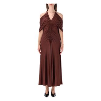 Self Portrait Party Dresses, female, Brown, Size: 2XS Drape Midi Dress