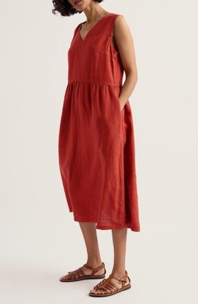Seasalt Cornwall Lowland Heather Linen Midi Dress in Carnelian at Nordstrom, Size 10