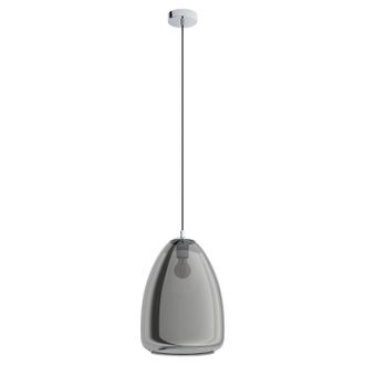 Loops Pendant Light Colour Chrome Shade Black Transparent Glass Vaporized E27 1x40W